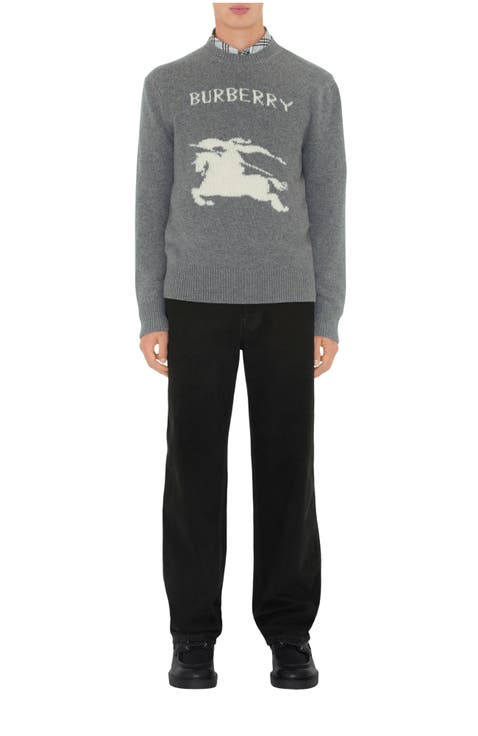 ニット・セーター BURBERRY Men Sweater Black 8083175 Burberry Men's Sweater In Black Slim Fit Size!