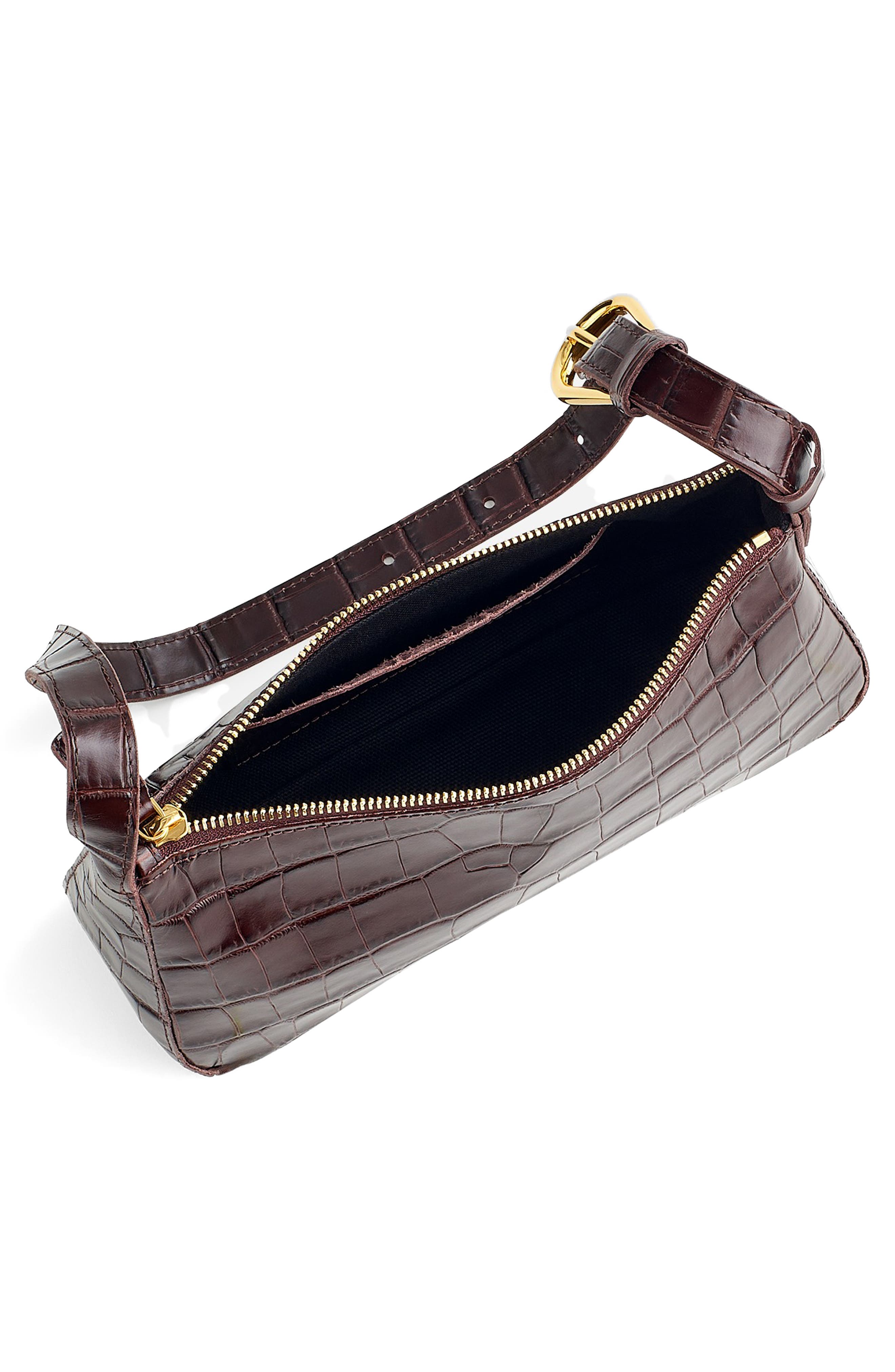 Madewell The Sculptural Buckle Croc Embossed Leather Shoulder Bag, Alternate, color, 