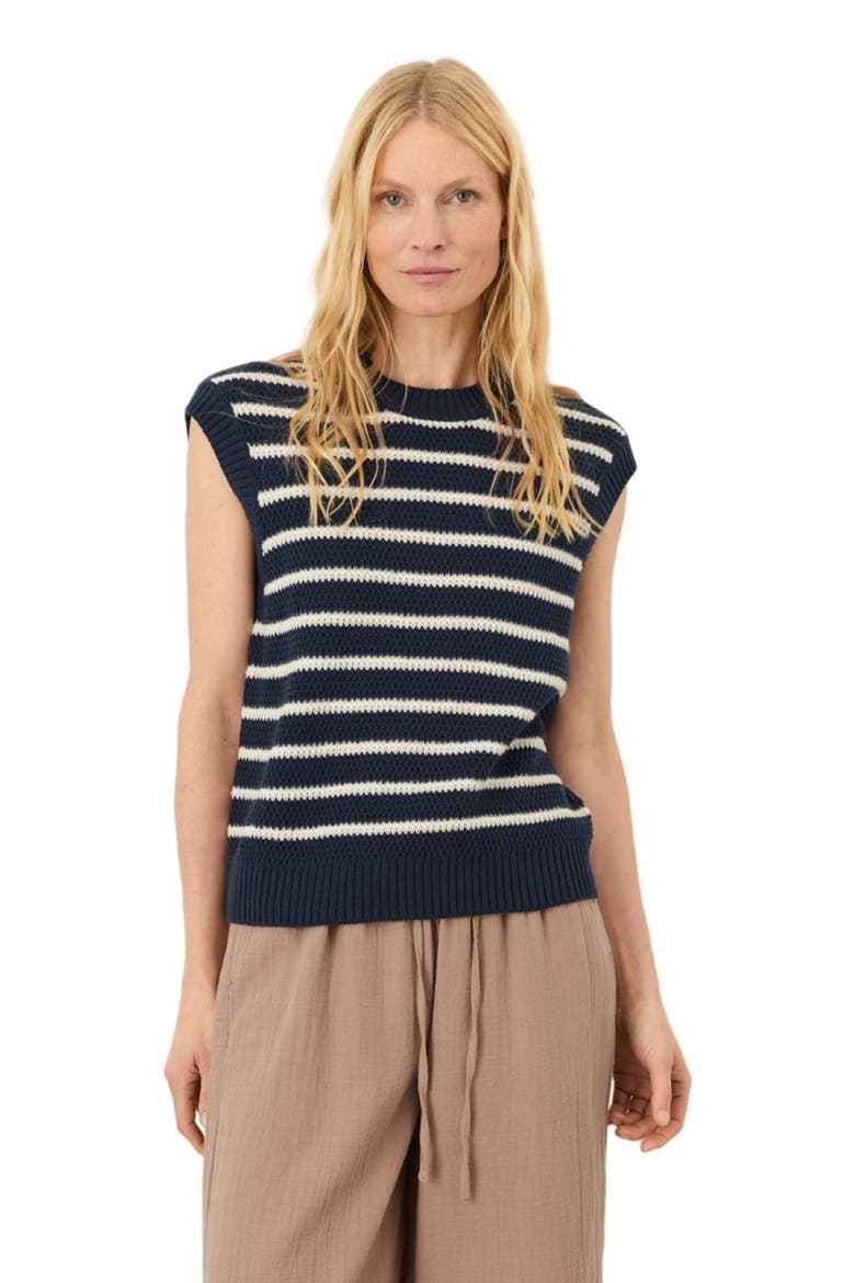 Organic Cotton Shoreline Relaxed Shell, Alternate, color, Seabreeze Stripe Navy Blue