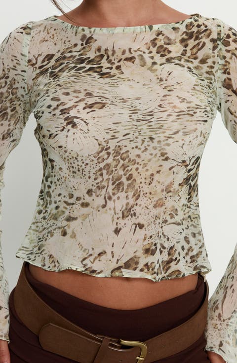 Edeline Bias Cut Long Sleeve Top