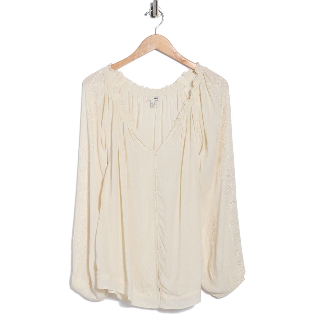 Amuse Society Too Good Long Sleeve Woven Button-up Shirt In White