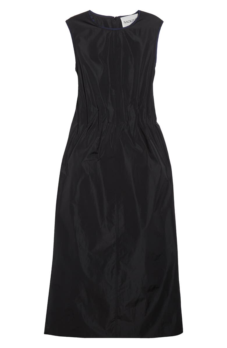 NACKIYÈ Go Lightly Pleated Satin Sleeveless Dress, Alternate, color, Noir