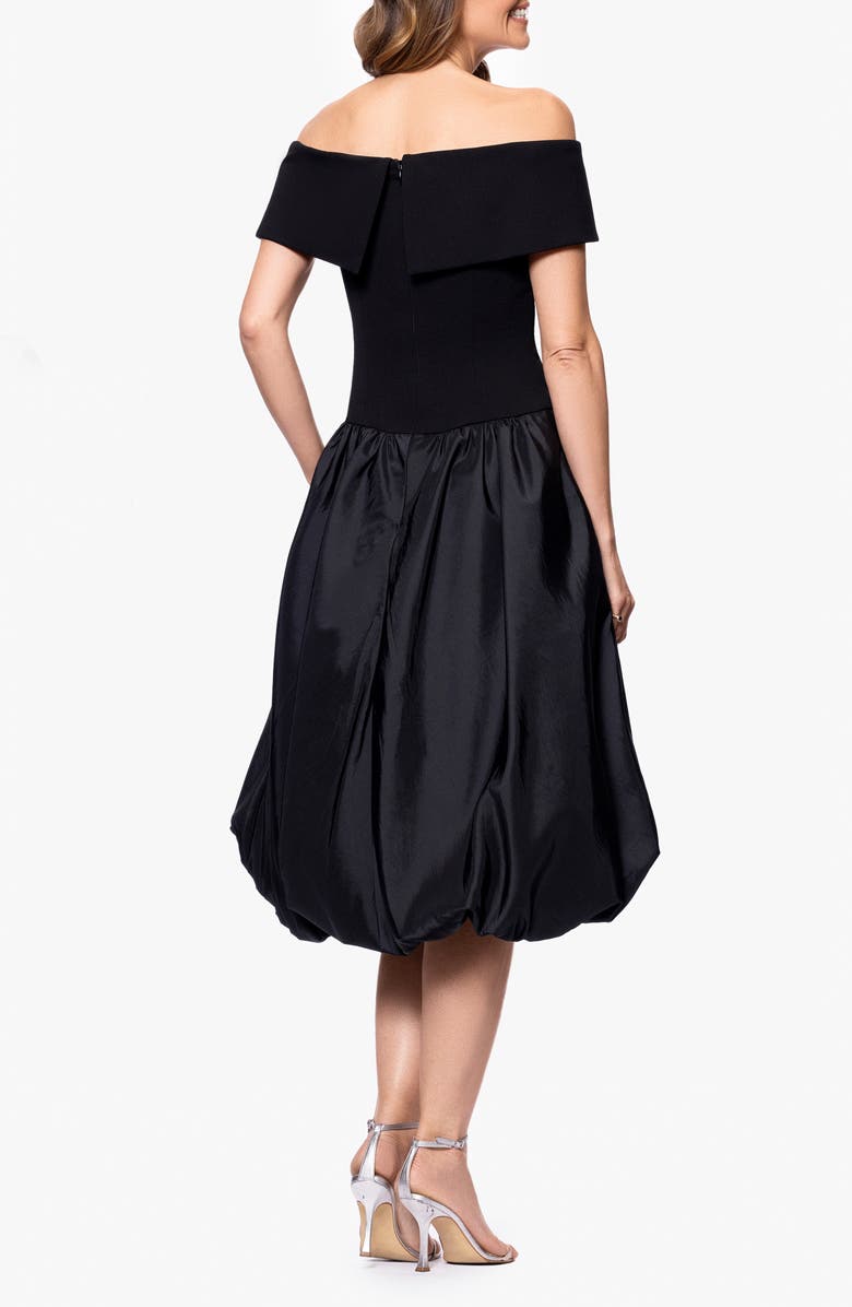 Xscape Evenings Mixed Media Bubble Hem Cocktail Midi Dress, Alternate, color,