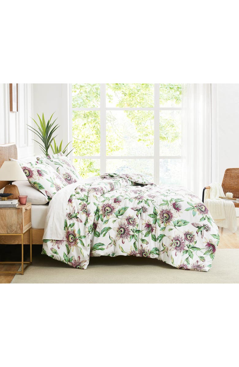 SOUTHSHORE FINE LINENS Duvet Cover & Pillow Sham Set, Alternate, color, White/ Green