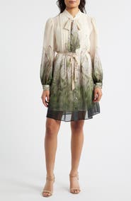 Julia Jordan Pleated Long Sleeve Shirtdress