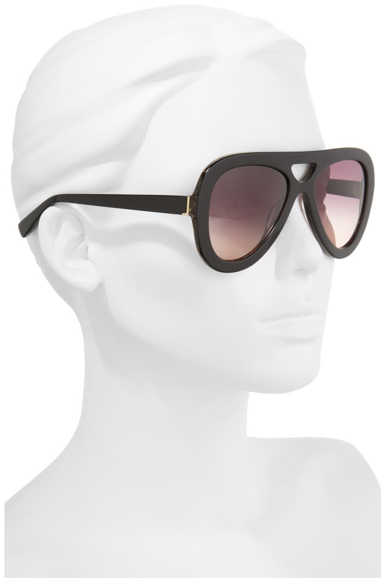 54mm Aviator Sunglasses, Alternate, color, BLACK BROWN