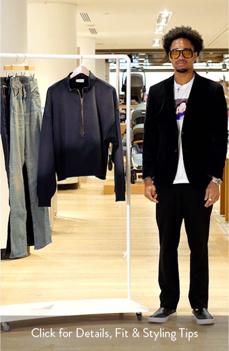 Oversize Raw Edge Quarter Zip Pullover, sales video thumbnail