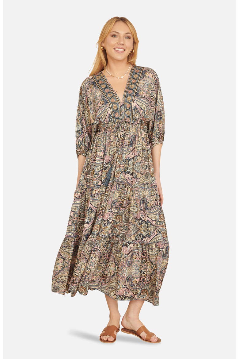 Paisley Print Midi Dress, Main, color, Multi