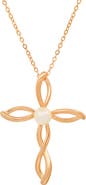 Queen Jewels Sterling Silver Freshwater Pearl Cross Pendant Necklace