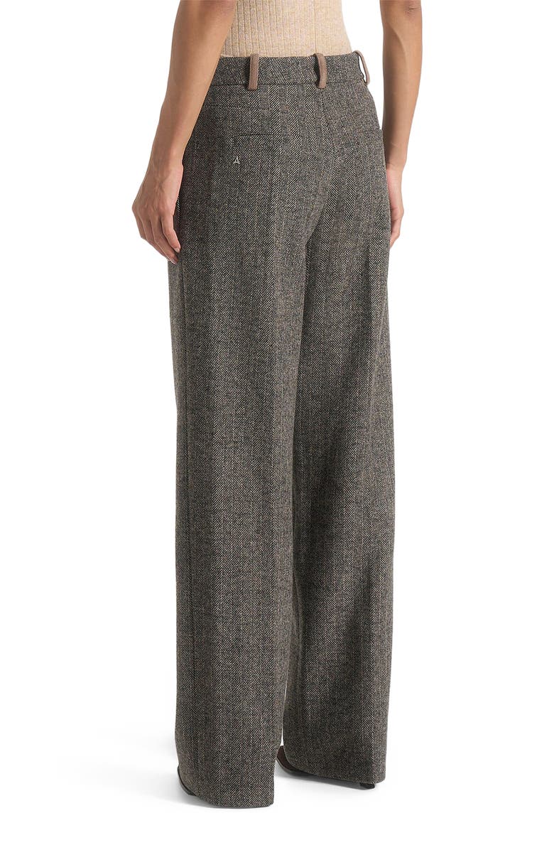 Manière De Voir Julie Herringbone Wool Twin Pleat Trousers, Alternate, color, Grey