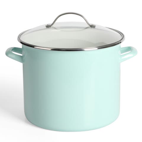Thayer 12-Quart Enameled Steel Stock Pot with Metal Lid