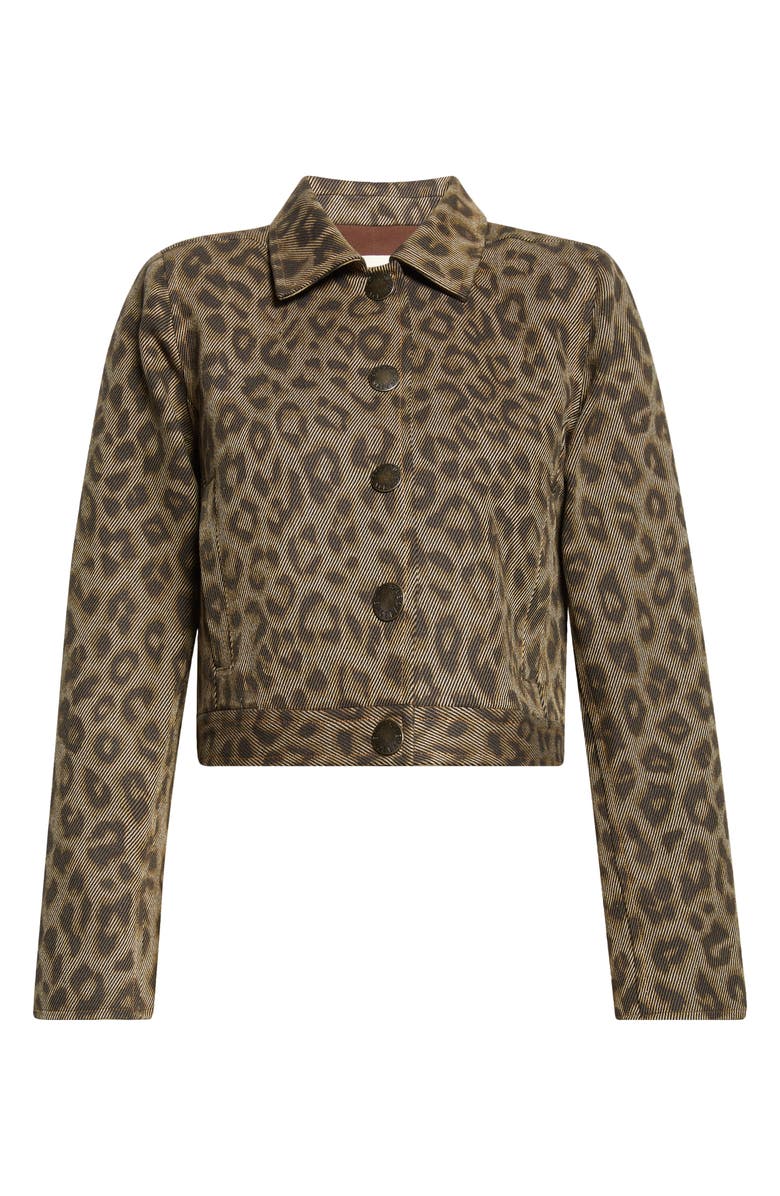 L'AGENCE Marla Leopard Print Crop Cotton Jacket, Alternate, color, Tan Multi Leopard