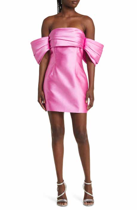 MOON RIVER Off the Shoulder Puff Sleeve Minidress