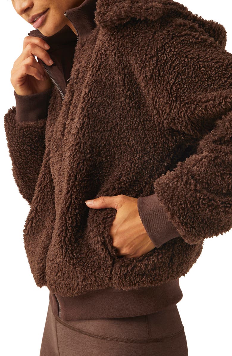 Beyond Yoga Adventure Faux Shearling Hoodie, Alternate, color, Espresso