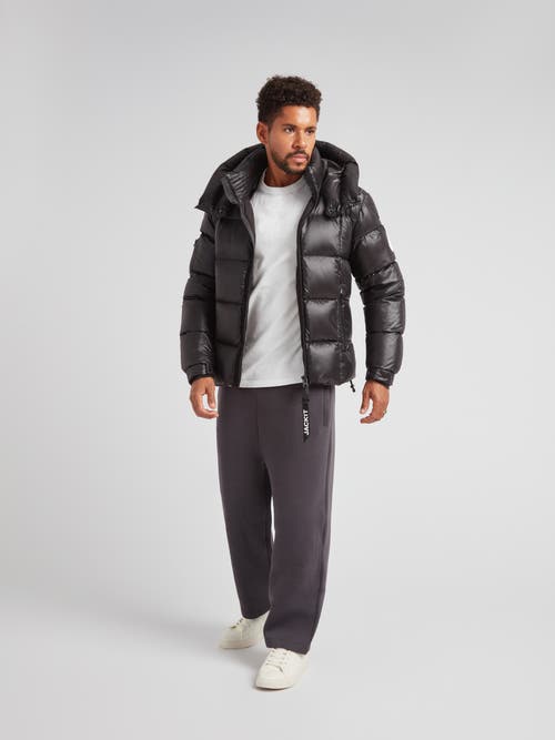 Jack1t Ez Boxed Hooded Racer Puffer Jacket In Black
