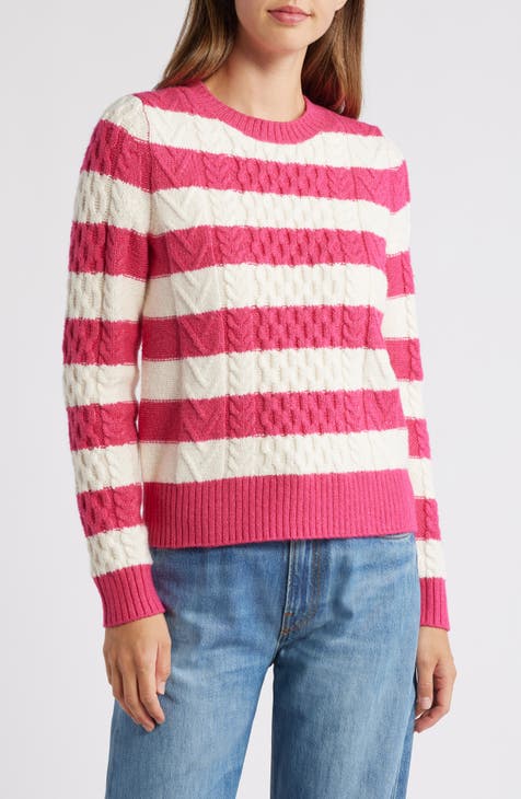 Caslon Grey good and Pink Stripped Mock Neck Sweater L