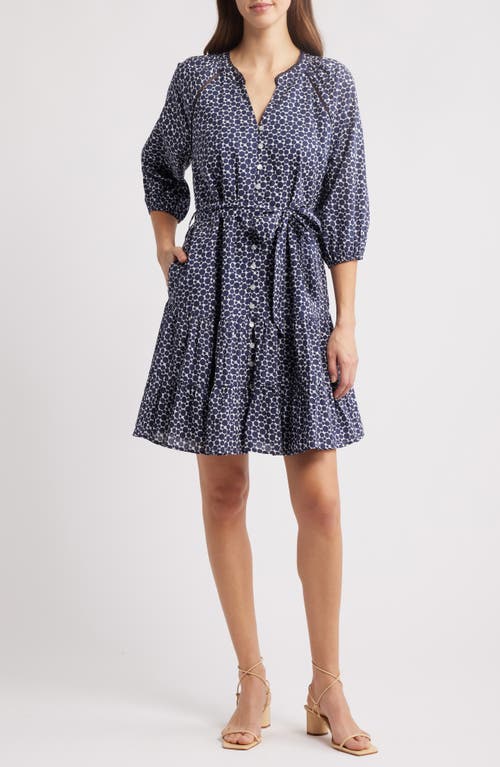 Caslonr Caslon(r) Print Cotton Minidress In Navy Dot
