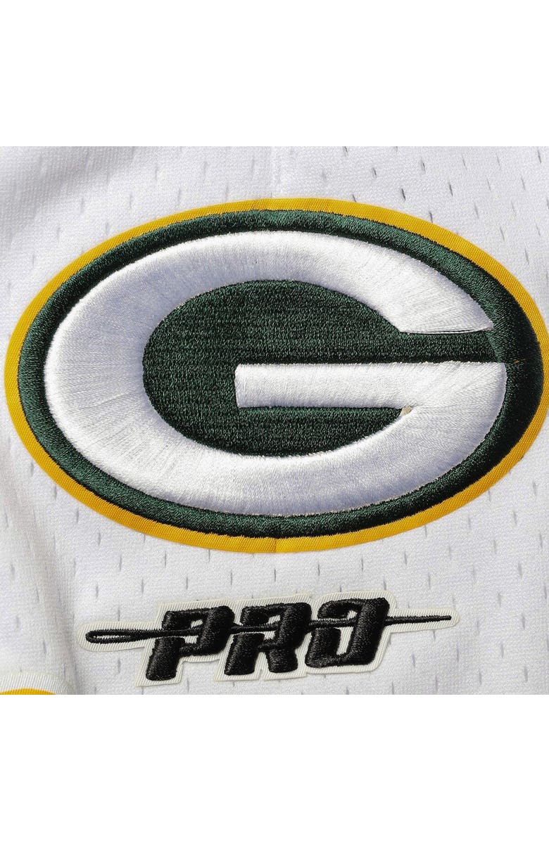 PRO STANDARD Men's Pro Standard White/Black Green Bay Packers Mesh Shorts, Alternate, color, White
