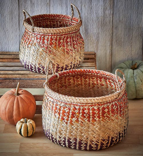 Tag Ombre Harvest Basket Set Of 2 Decorative Fall Baskets In Multi