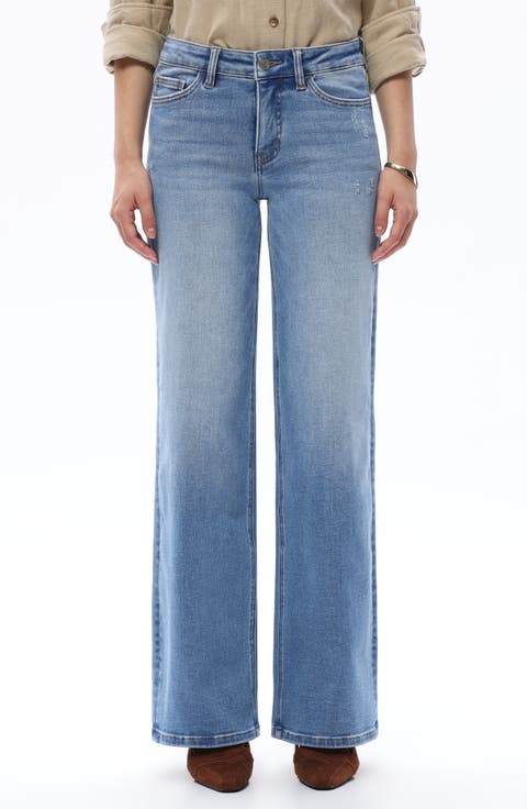 Mid Rise Wide Leg Jeans