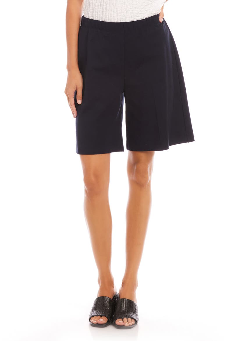 High Waist Stretch Twill Shorts, Main, color, NAVY
