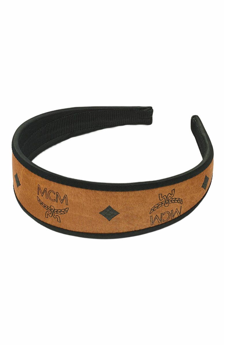 MCM Headband in Visetos, Alternate, color, Cognac