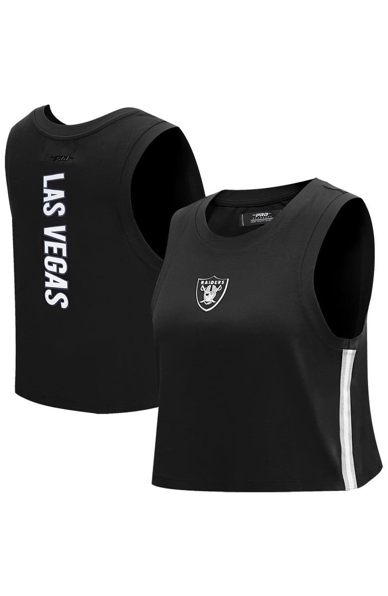 PRO STANDARD Women's Pro Standard  Black Las Vegas Raiders Ombre Wordmark Classic Cropped Tank Top, Alternate, color, Black