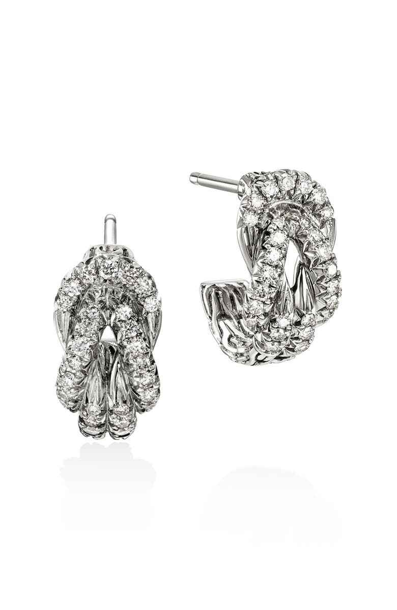 John Hardy Love Knot Earrings, Sterling Silver, Diamonds, Main, color, Silver
