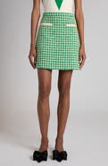 Valentino Houndstooth Cotton Blend Tweed Miniskirt
