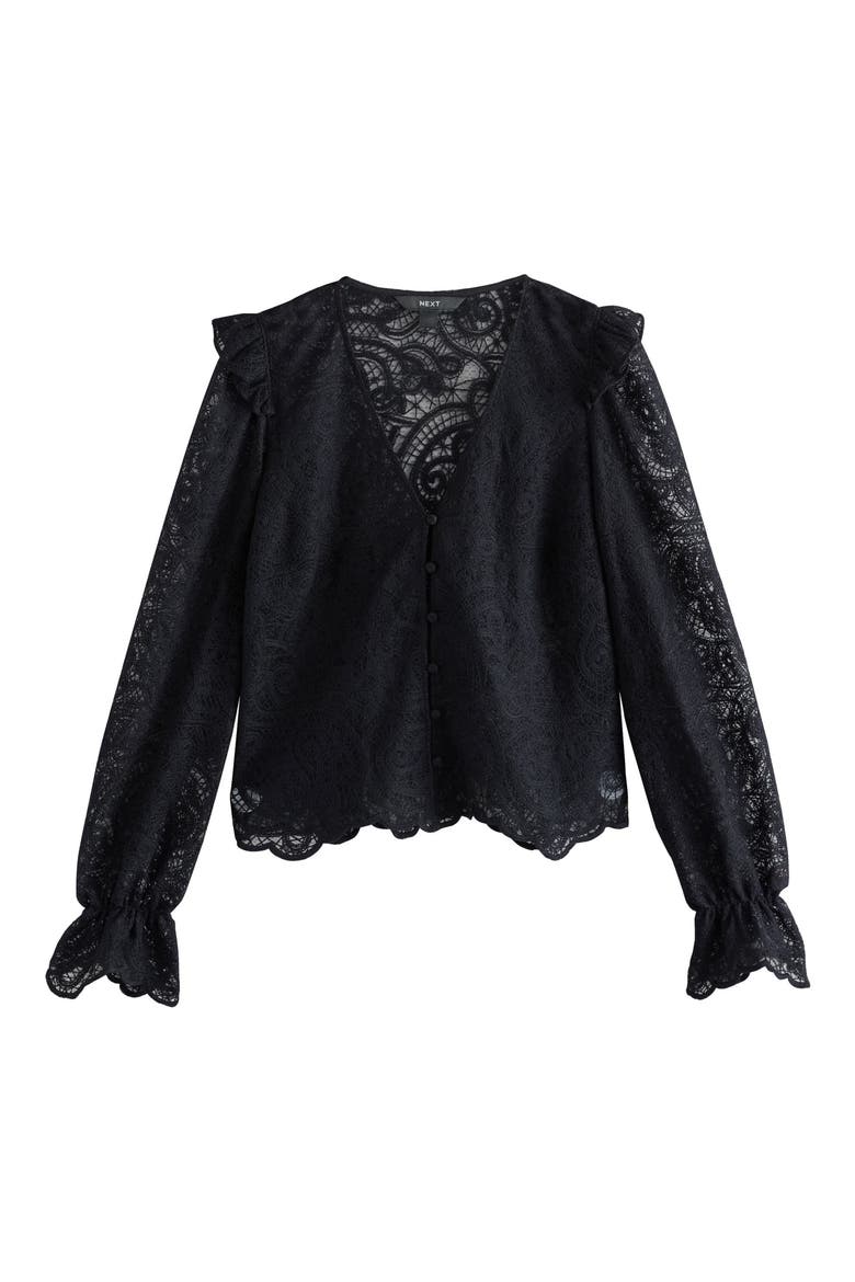 Long Sleeve Lace Top, Alternate, color, BLACK
