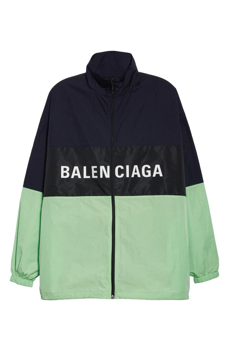 Balenciaga Logo Colorblock Windbreaker Jacket, Alternate, color, 
