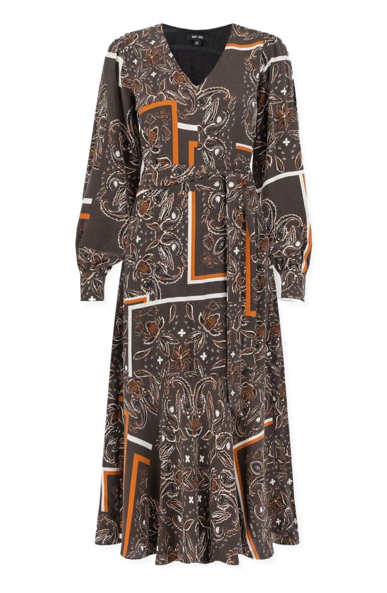 Saint + Sofia Allegra V-Neck Dress, Alternate, color, Brown Paisley