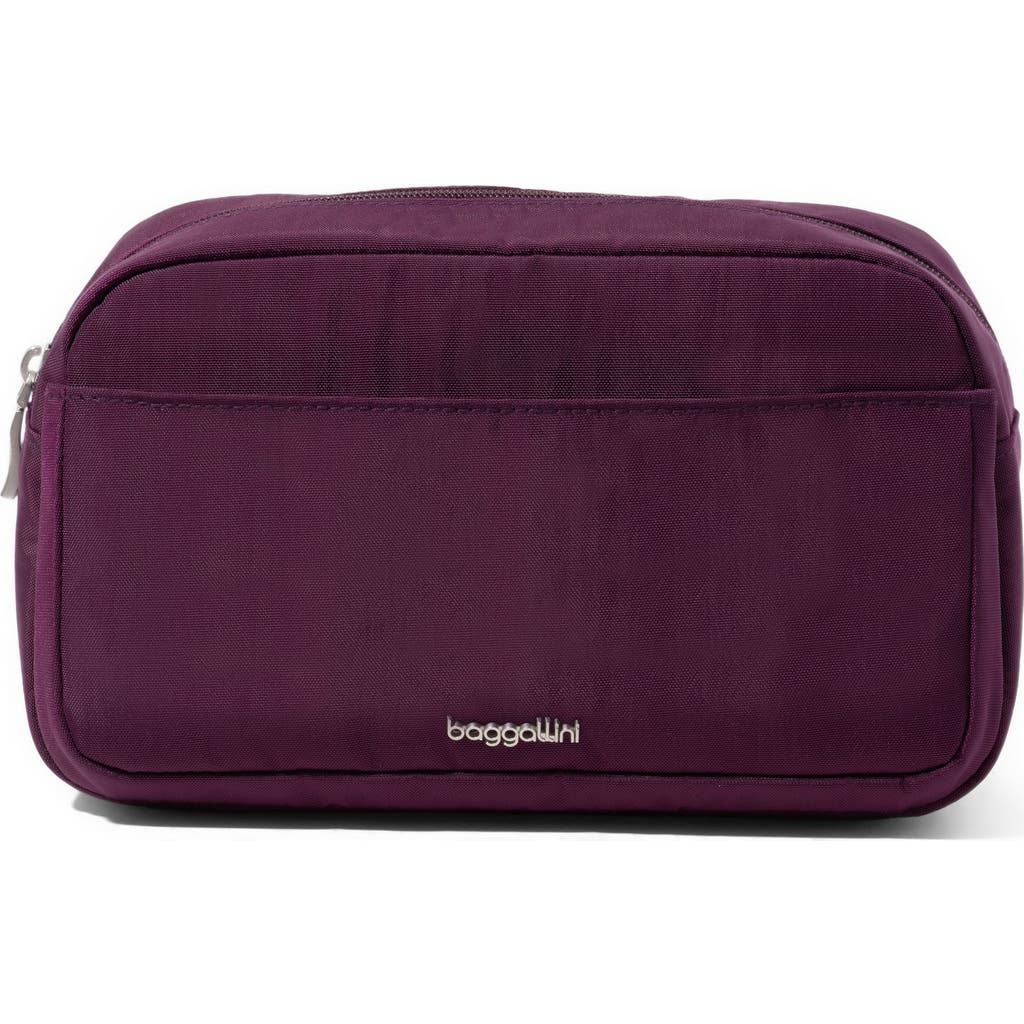 Baggallini Pocket Cosmetic Bag With Brush Organization In Purple