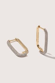 Otiumberg 14kt Gold Vermeil Mosaic Pave Hoop Earrings