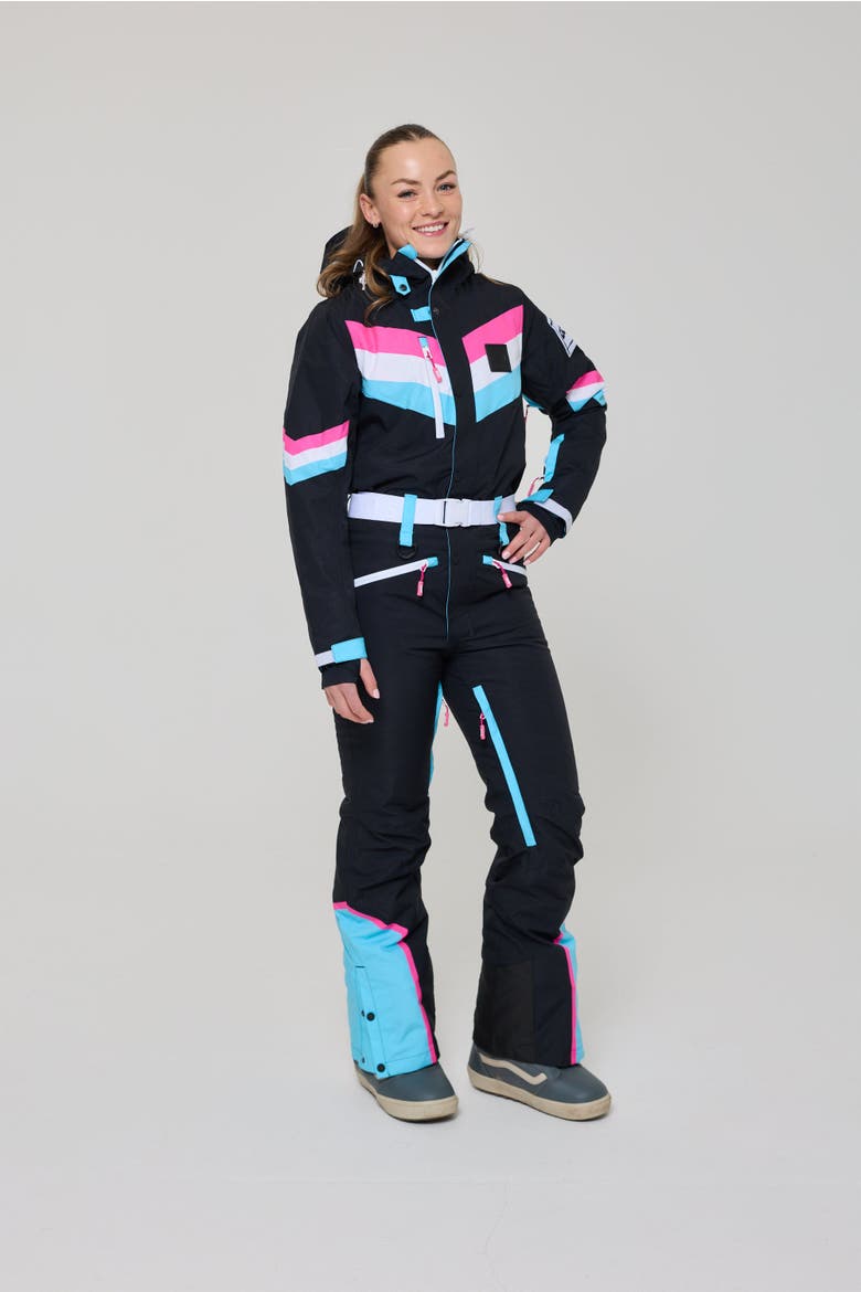 Can't Touch This Women's Ski Suit, Alternate, color, Black with neon pink
