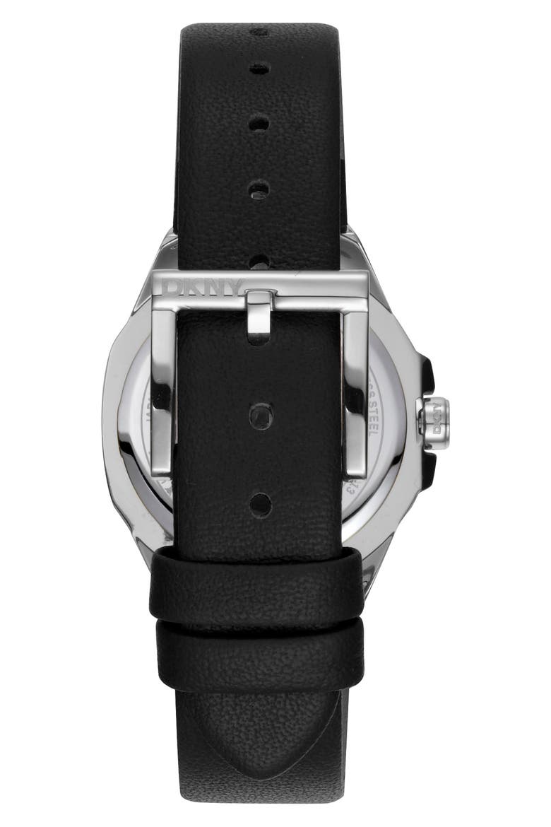 Three Hand Quartz Leather Strap Watch, 36mm, Alternate, color, BLACK
