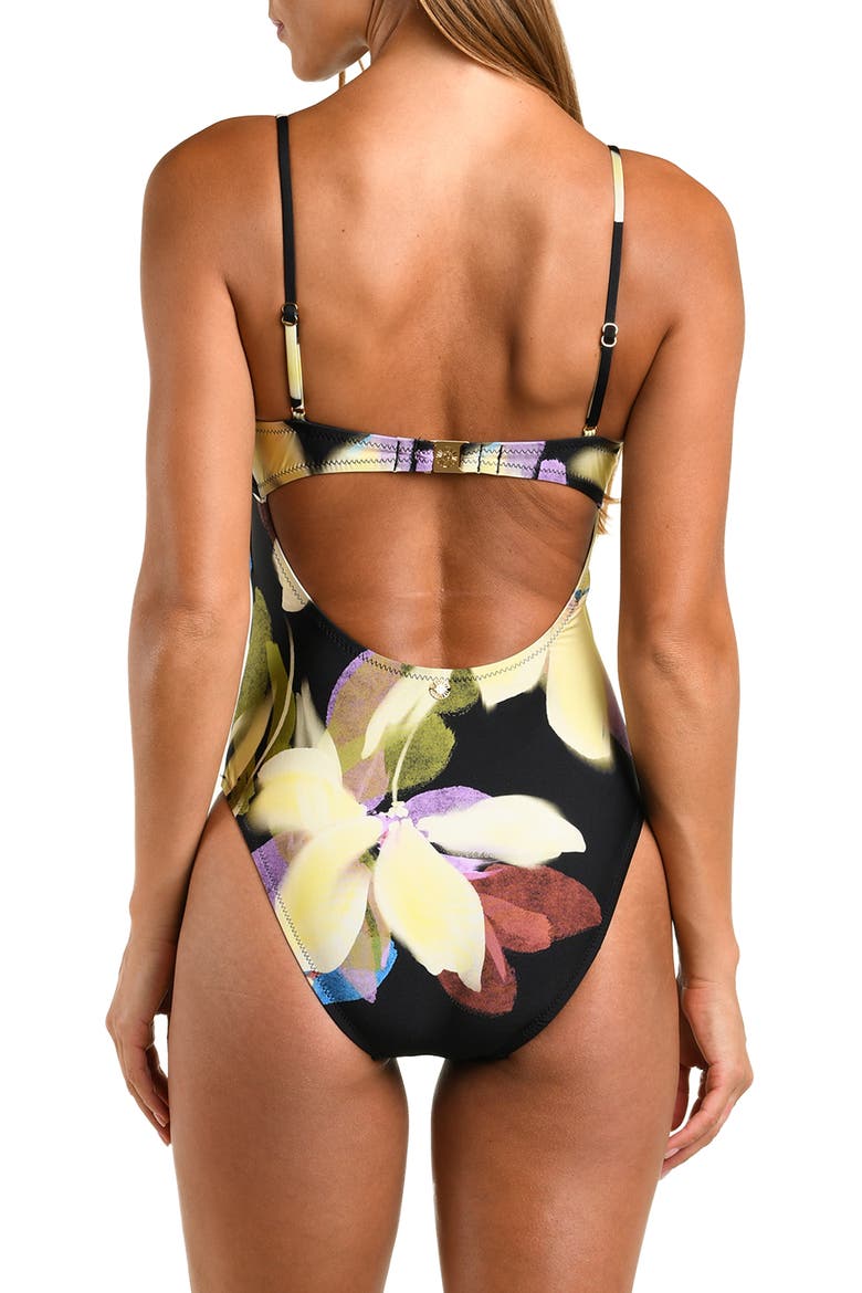 Afterglow Chain Strap Moderate Coverage One-Piece Swimsuit, Alternate, color, BLACK MULTI