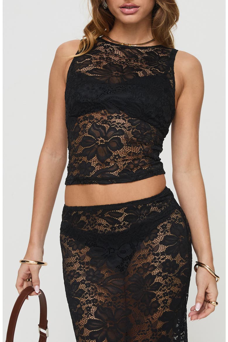 Callahan Lace Sleeveless Crop Top, Main, color, BLACK