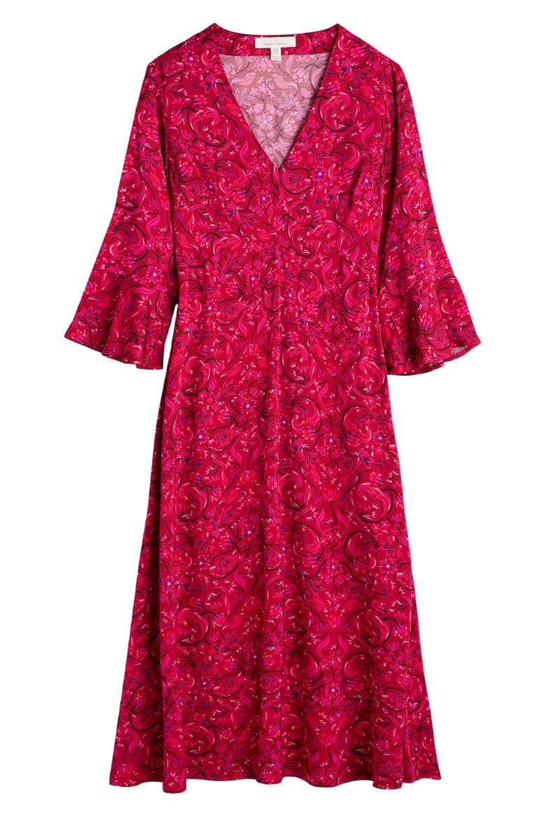 Starry Night Satin Empire Waist Dress, Alternate, color, MIRRORED FLORAL DAHLIA
