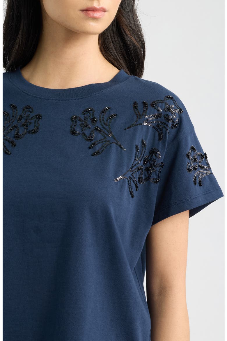 Kelly Beaded Floral Boxy T-Shirt, Alternate, color, NAVY MULTI