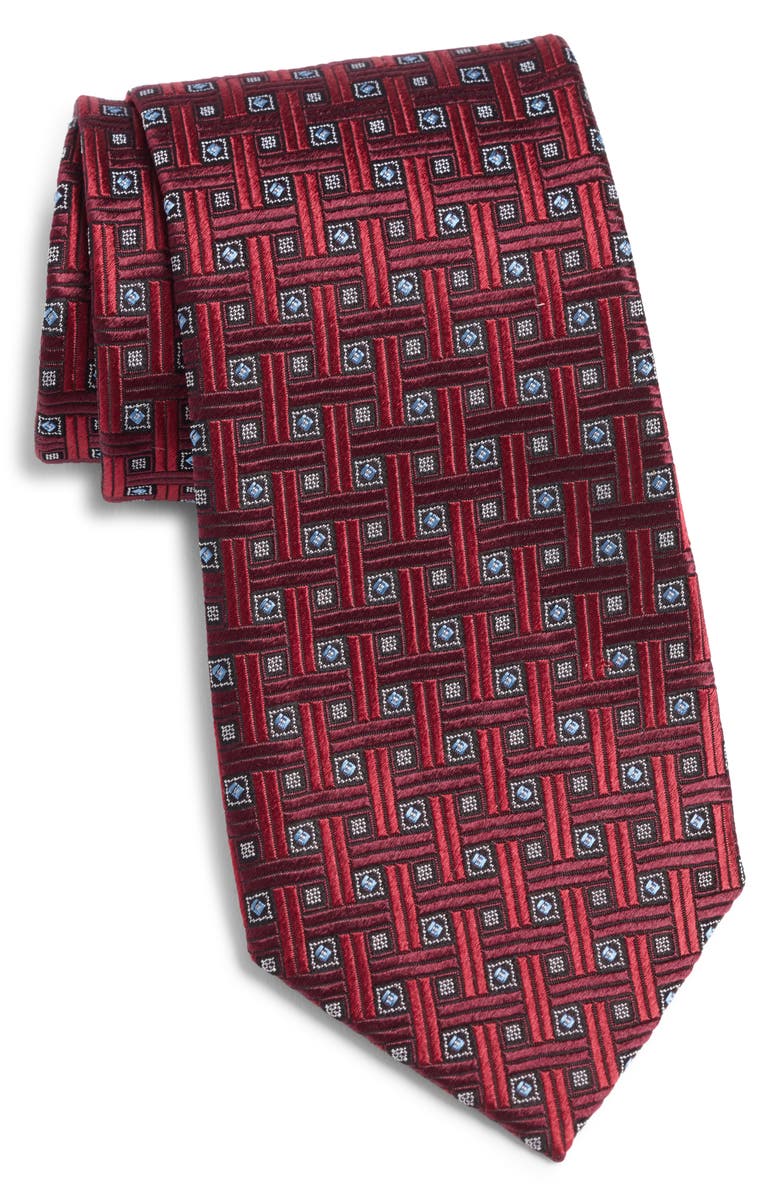 Nordstrom Geometric Jacquard Silk Tie, Main, color, Wine