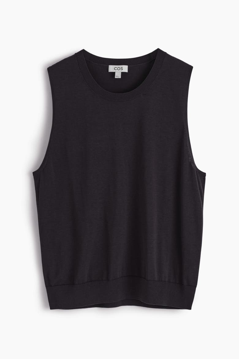Relaxed Knitted Silk Vest, Alternate, color, DARK BROWN