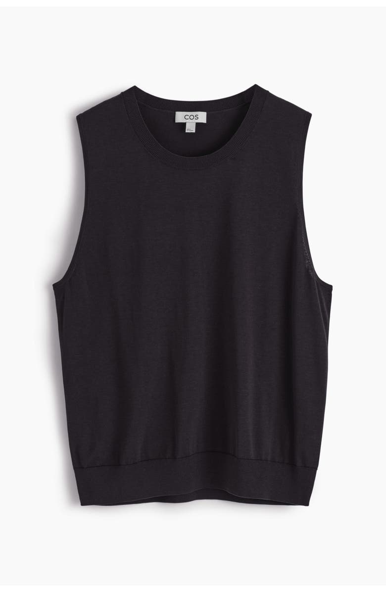 COS Relaxed Knitted Silk Vest, Alternate, color, Dark Brown