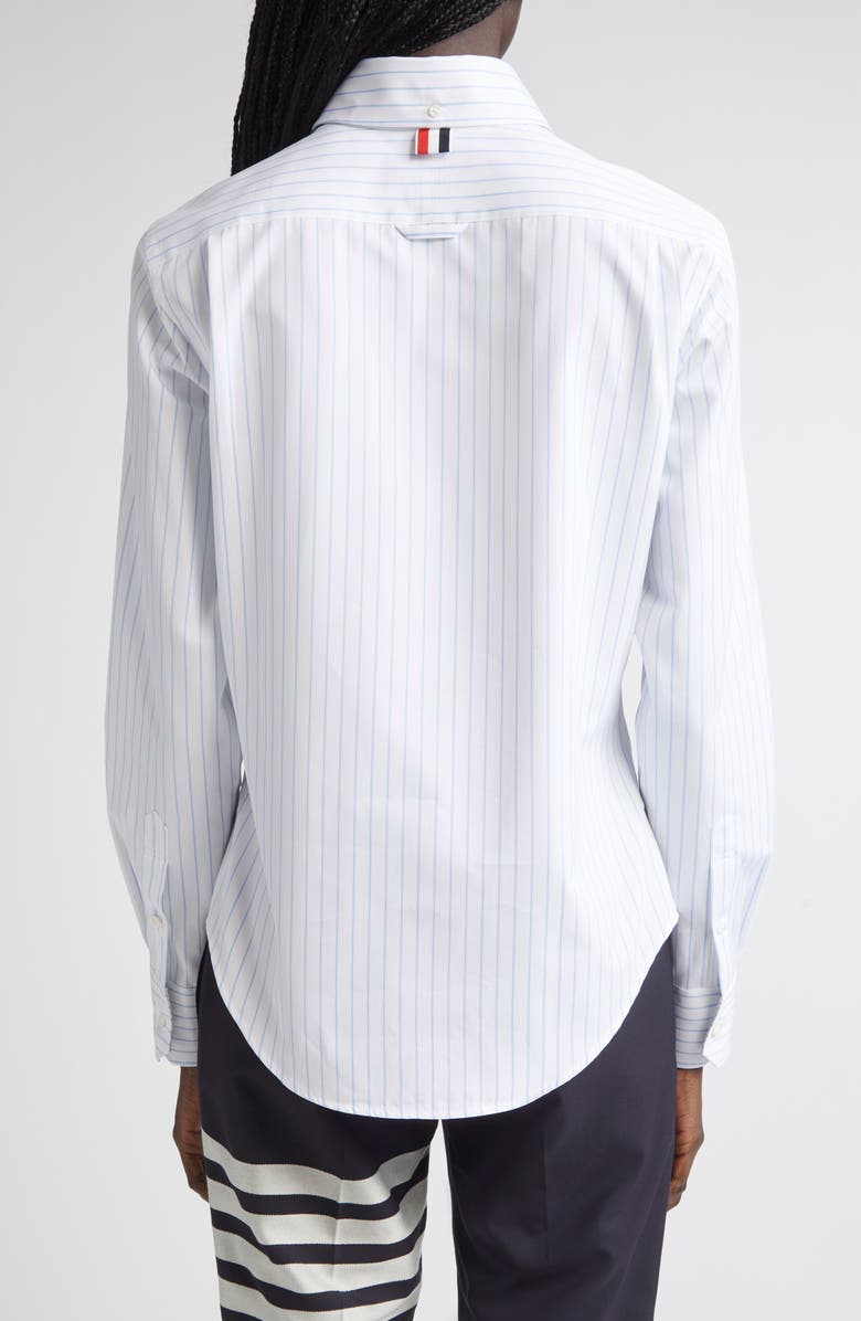 Thom Browne Classic Stripe Cotton Button-Up Shirt, Alternate, color, Light Blue