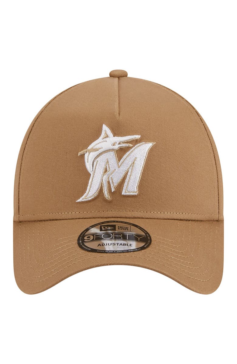 New Era Men's New Era Khaki Miami Marlins A-Frame 9FORTY Adjustable Hat, Alternate, color, Khaki