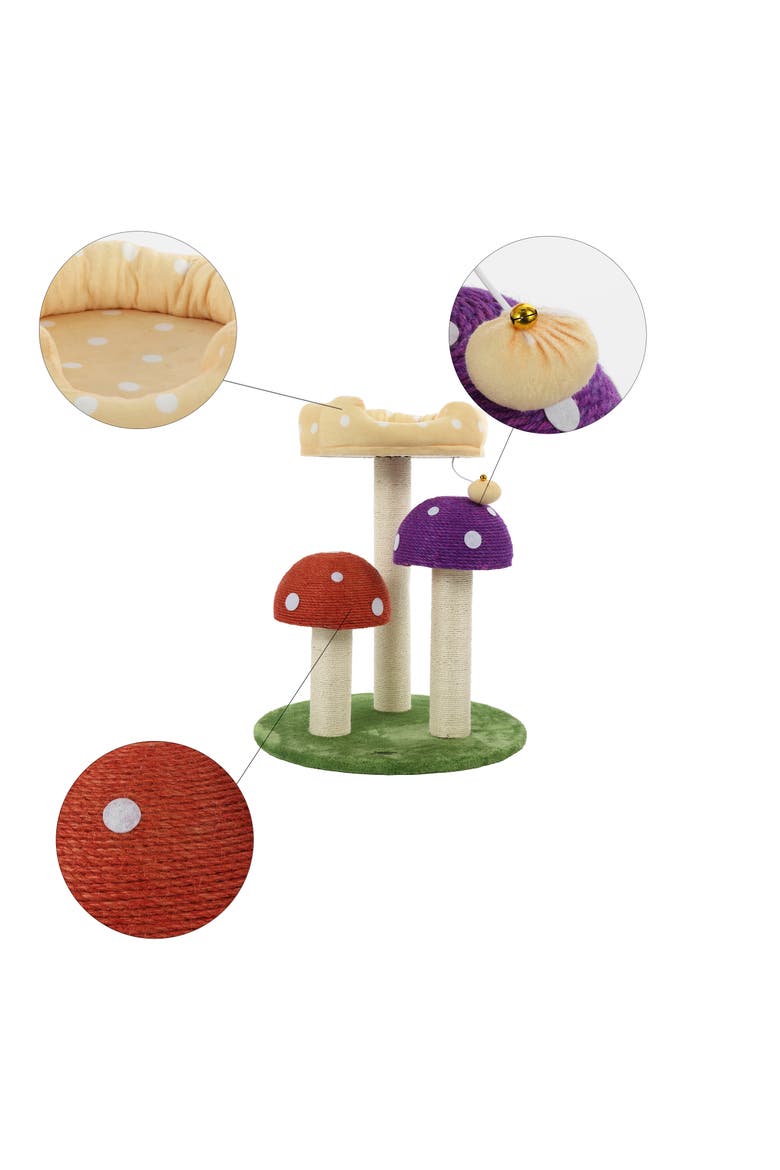 Pixie 3-Tier Cottage Sisal Mushroom Cat Tree with Scratching Posts, Alternate, color, Multi