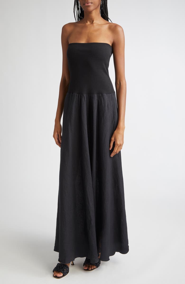 Johanna Ortiz Light & Sound Mixed Media Convertible Maxi Skirt/Dress, Alternate, color, Black