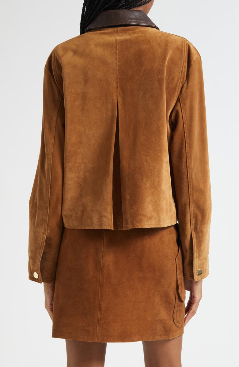 Veronica Beard Walters Crop Suede Barn Jacket, Alternate, color, Whisky