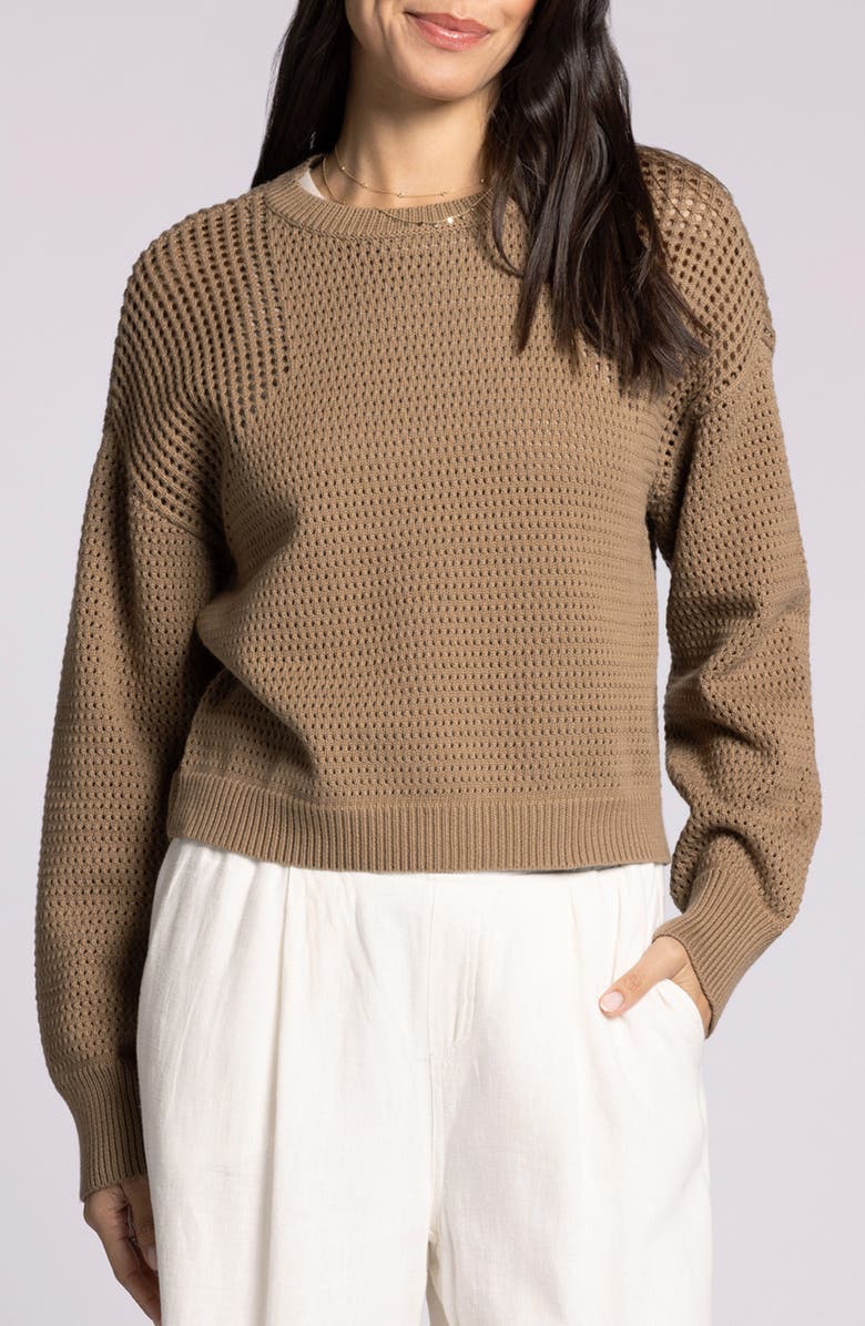 Thread & Supply Jasmine Cotton Mesh Sweater, Main, color, Oak