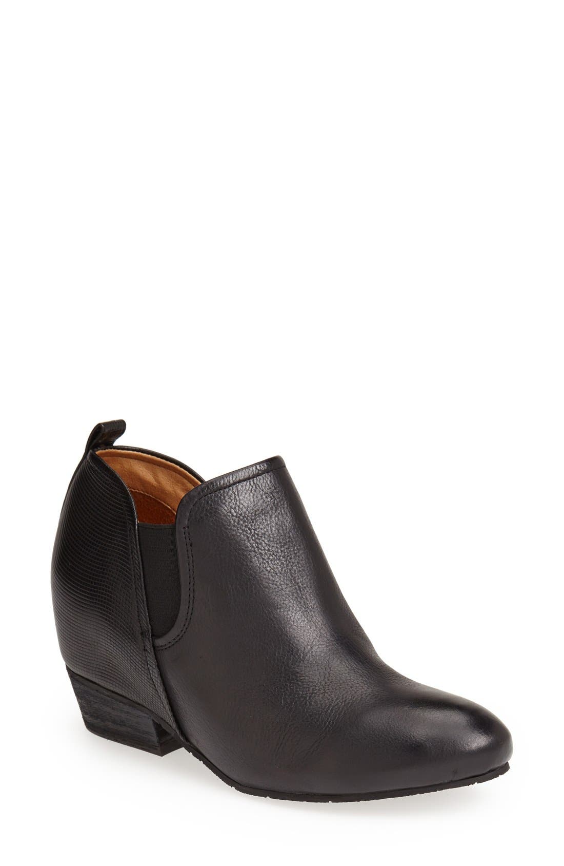 'Felix' Leather Bootie, Main, color, BLACK